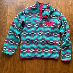 Patagonia Synchilla Pullover Desert Pink and Turquoise